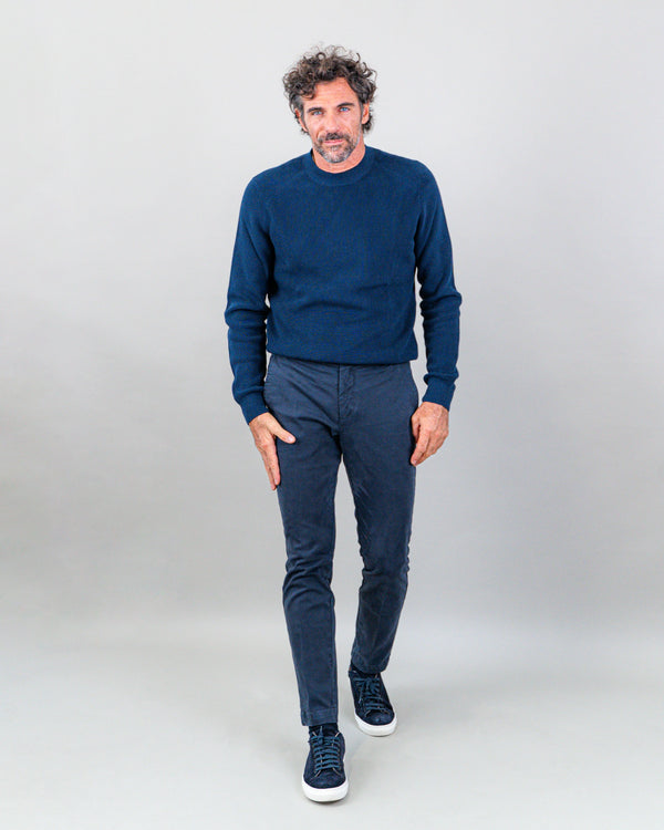 Pantalone chino in gabardina di cotone pesante blu notte slim fit