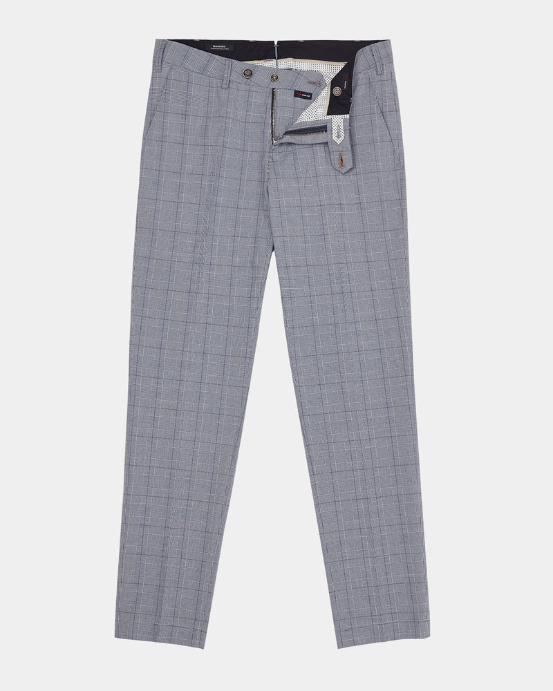Pantalone chino in cotone medio Principe di Galles bianco grigio
